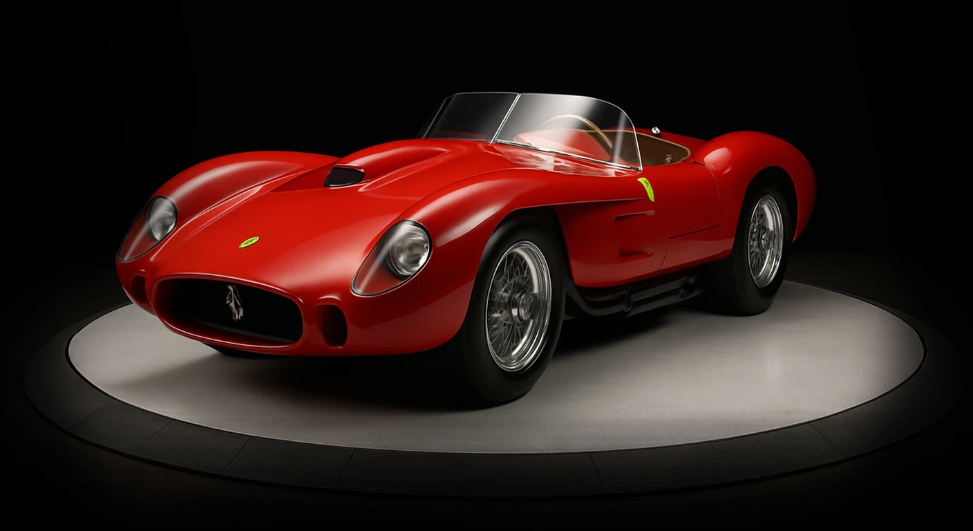 Restored 1957 Ferrari 250 Testa Rossa on museum display